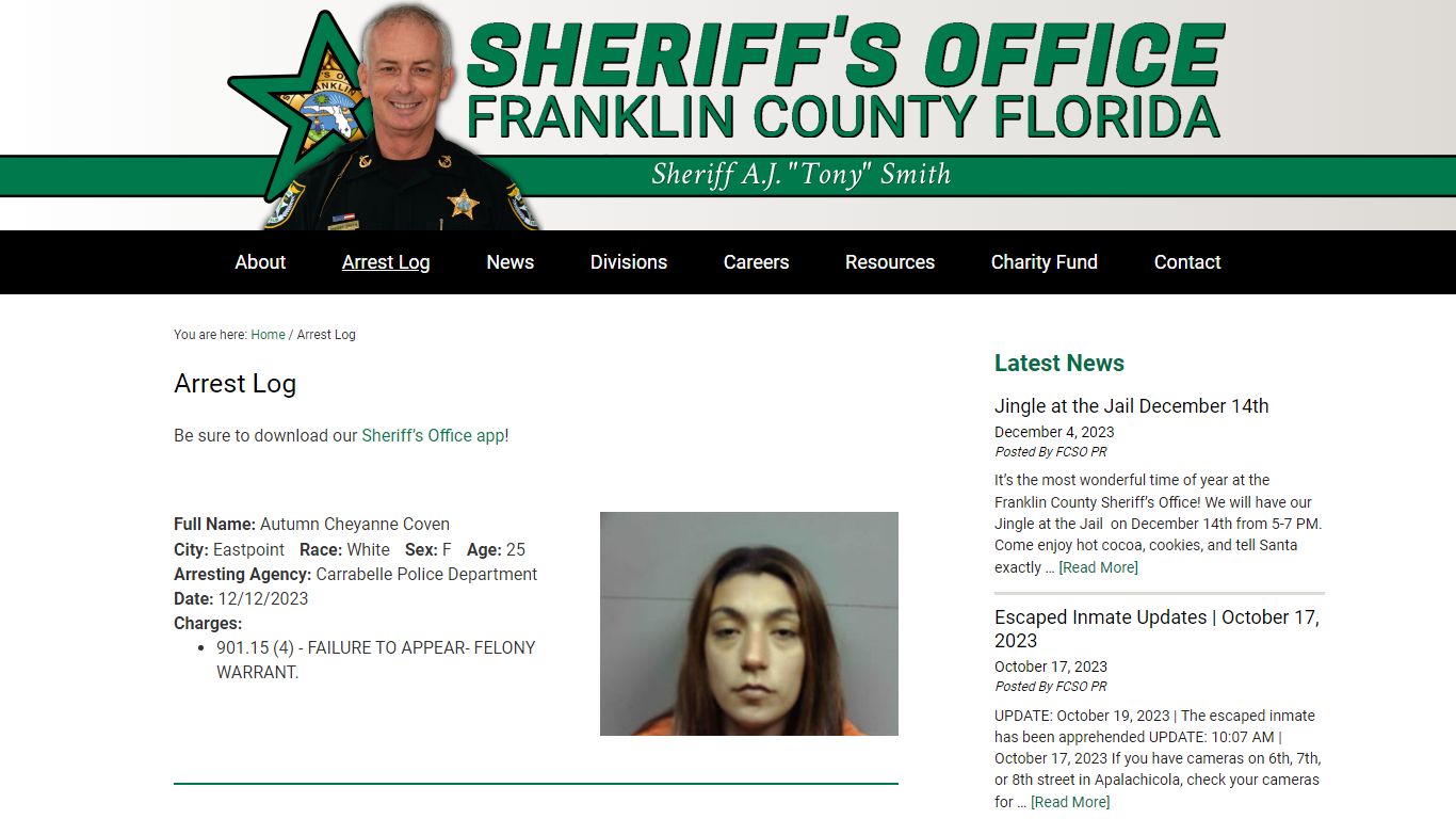 Franklin County Florida Sheriff's Office - Arrest Log